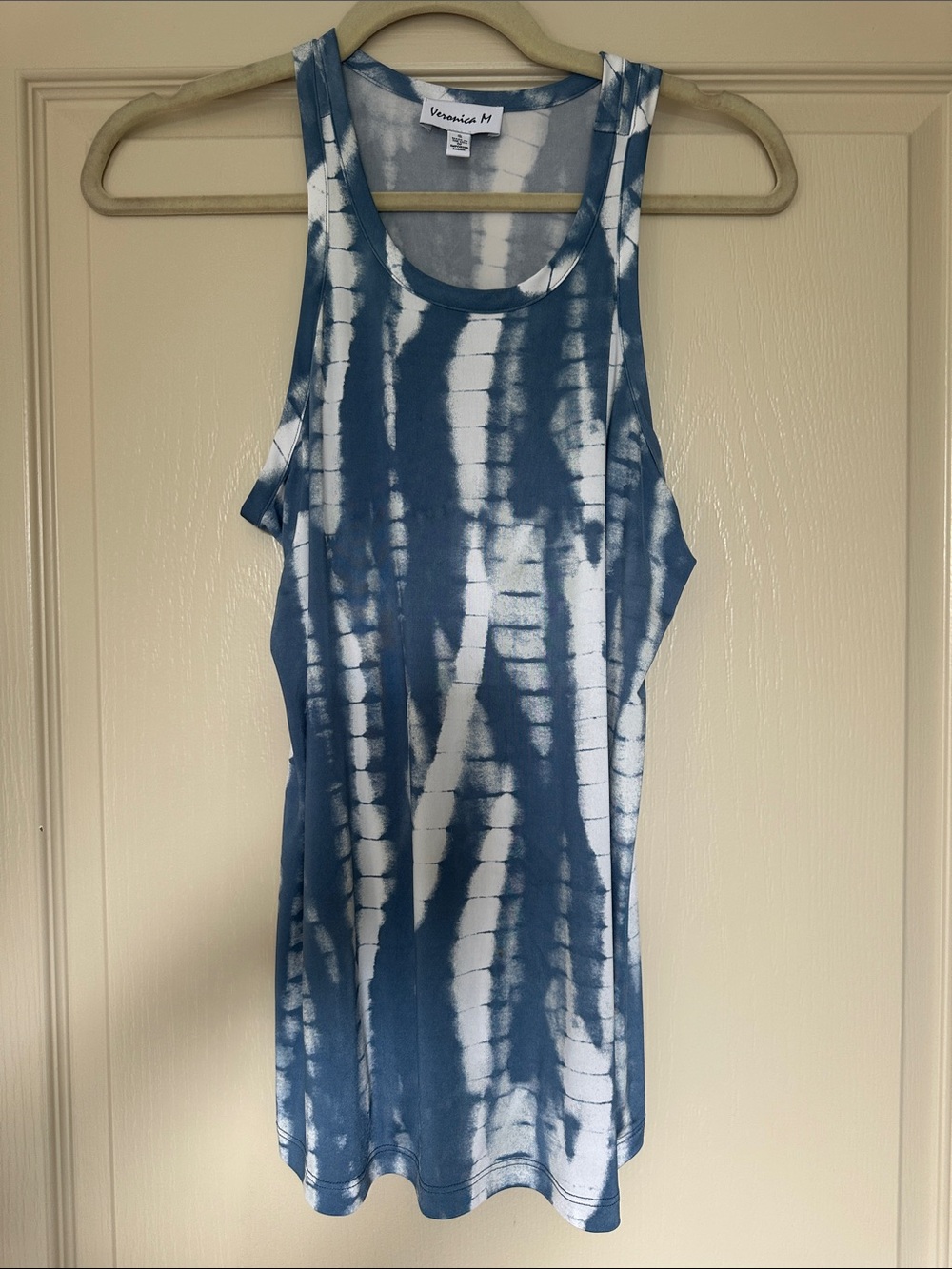 Veronica M Blue & White Tie-Dye Scoop Tank